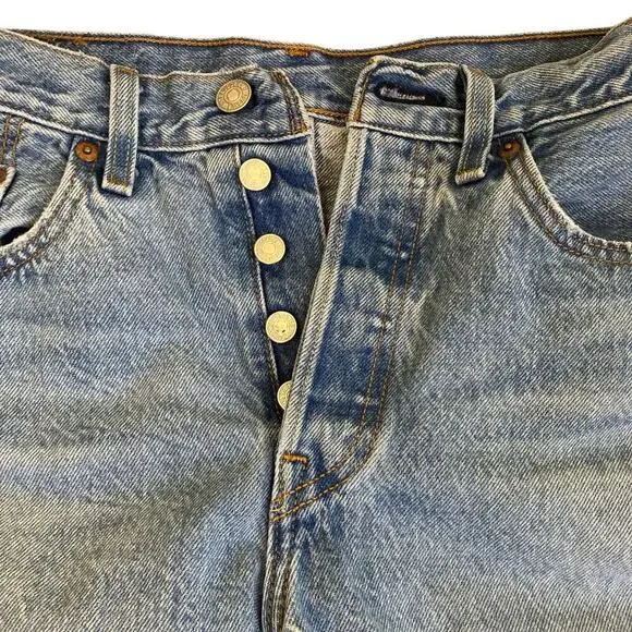 Levi’s 501 Original Cropped Womens Jeans Light Wash Distressed Vintage Wash 26 - Picture 15 of 16